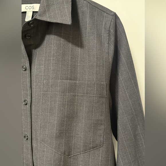COS Charcoal Pinstripe wool Shirt - Picture 8 of 11